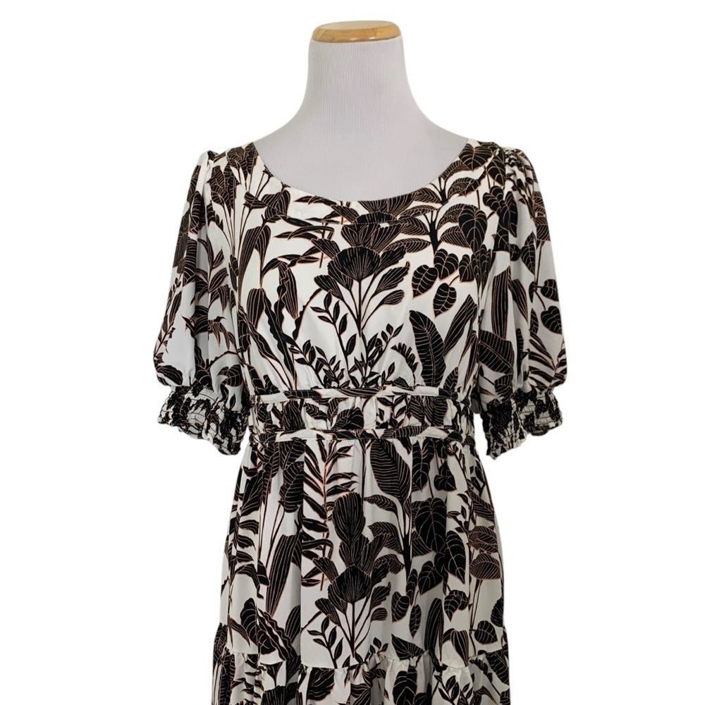 Ann Taylor Foliage Tiered Midi Dress Women’s 4 Tropical Fit And Flare Long